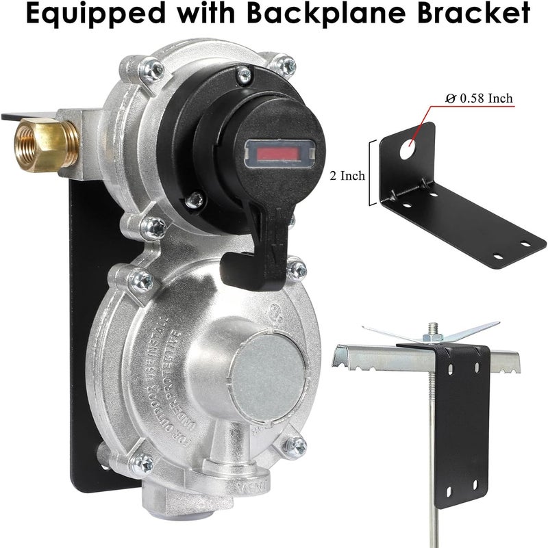 MEFUN RV Propane 2-Stage Auto Changeover LP Propane Gas Regulator with Two 18" RV Pigtail Propane Stainless Braided Hoses with Gauge, Dual Propane Tank Regulator for RVs, Vans, Trailers,Camper - Image 5